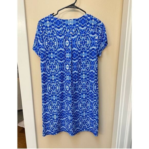 Jude Connally Size XS Tee Shirt Shift Dress Blue Geometric Kaleidoscope Print - Picture 3 of 9